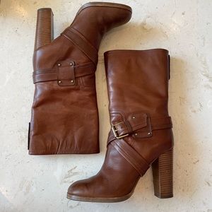 Hugo boss zena boot in leather medium brown size 7 womens